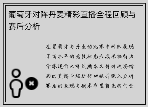 葡萄牙对阵丹麦精彩直播全程回顾与赛后分析